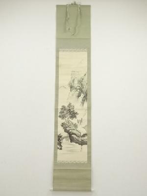 映春筆　水墨山水　肉筆絹本掛軸